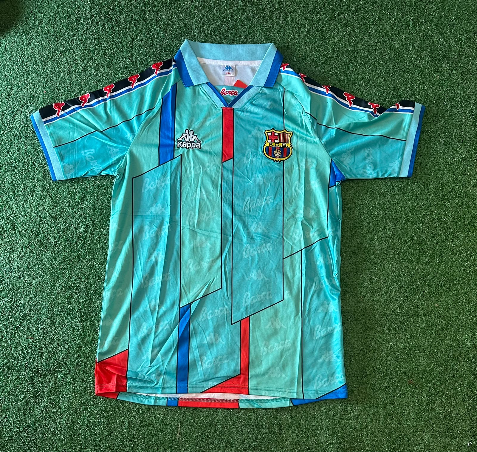 Camiseta retro FC Barcelona 1995–1997 · suplente turquesa