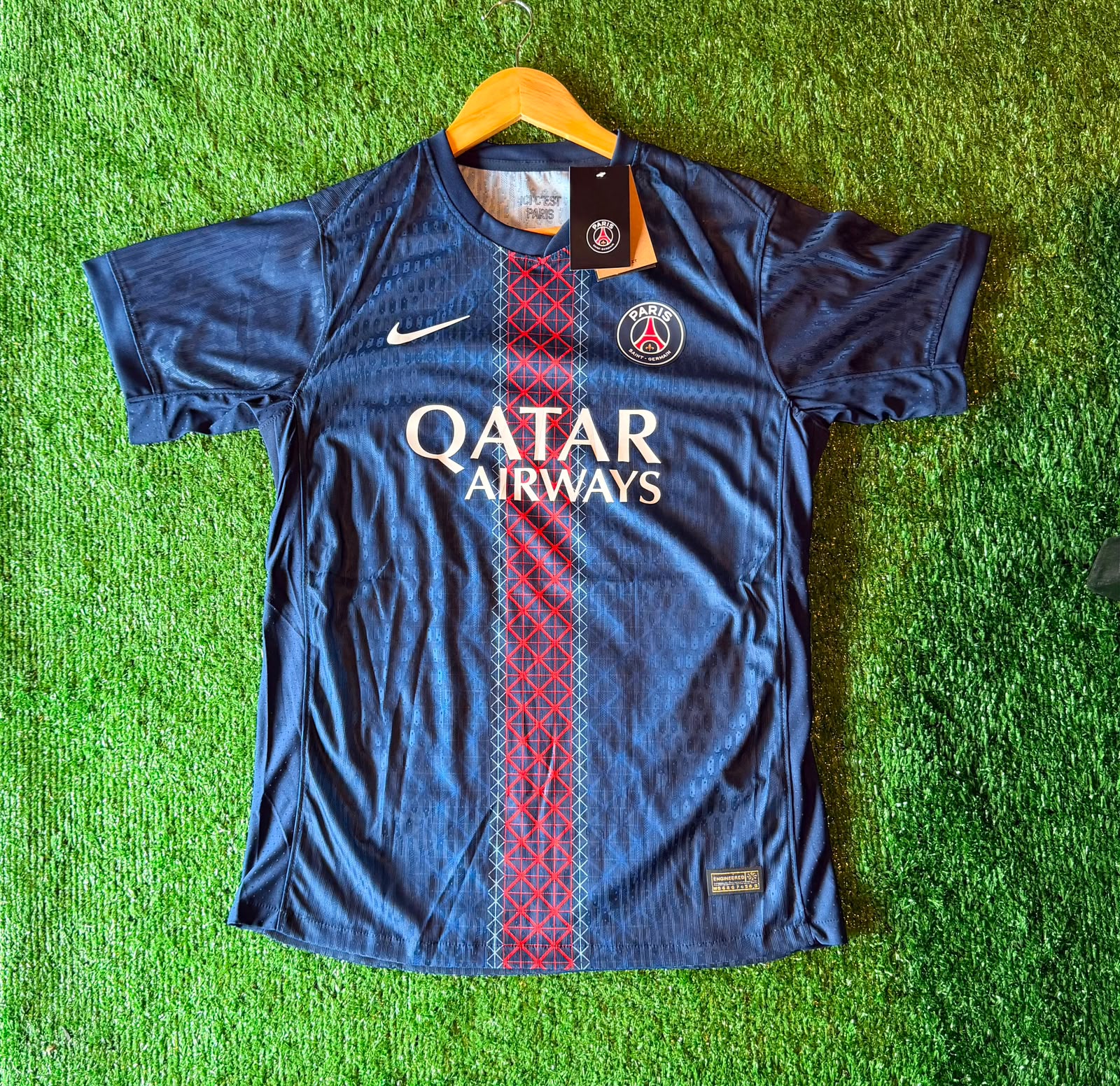 Camiseta Paris Saint-Germain · azul con franja roja · Qatar Airways
