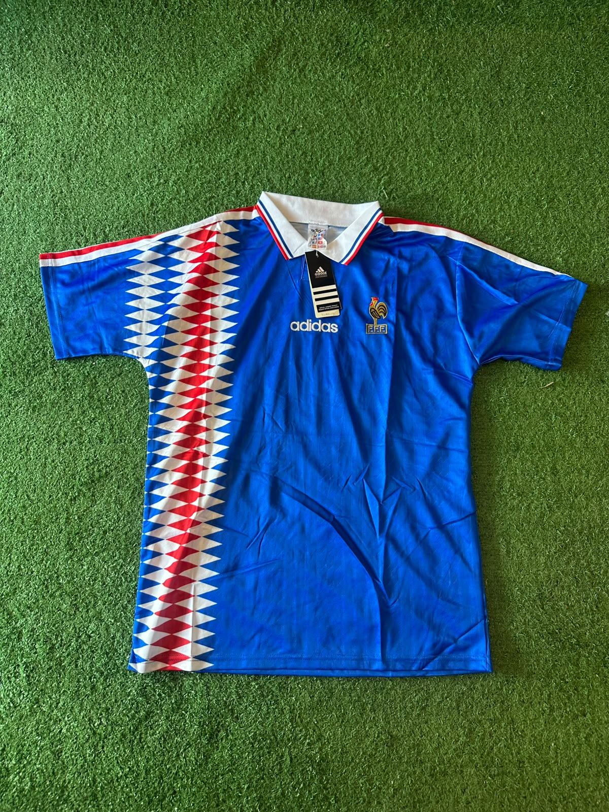 Camiseta retro Francia 1994 · titular azul · rombos